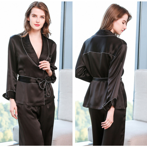 100% Pure Mulberry Silk Pajamas Set Lounge Wear